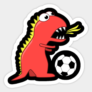 Funny Dinosaur Soccer Player Sticker